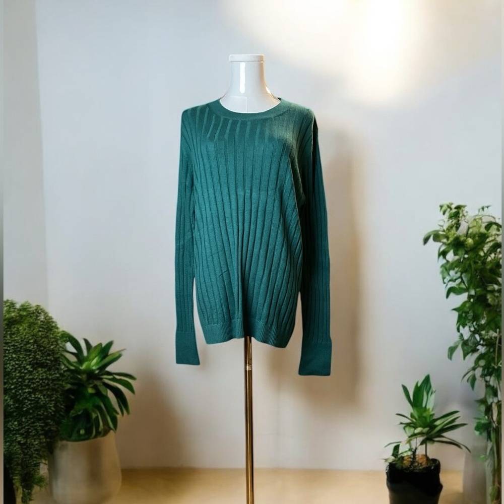 a new day Green Crew Neck Ribbed Sweater